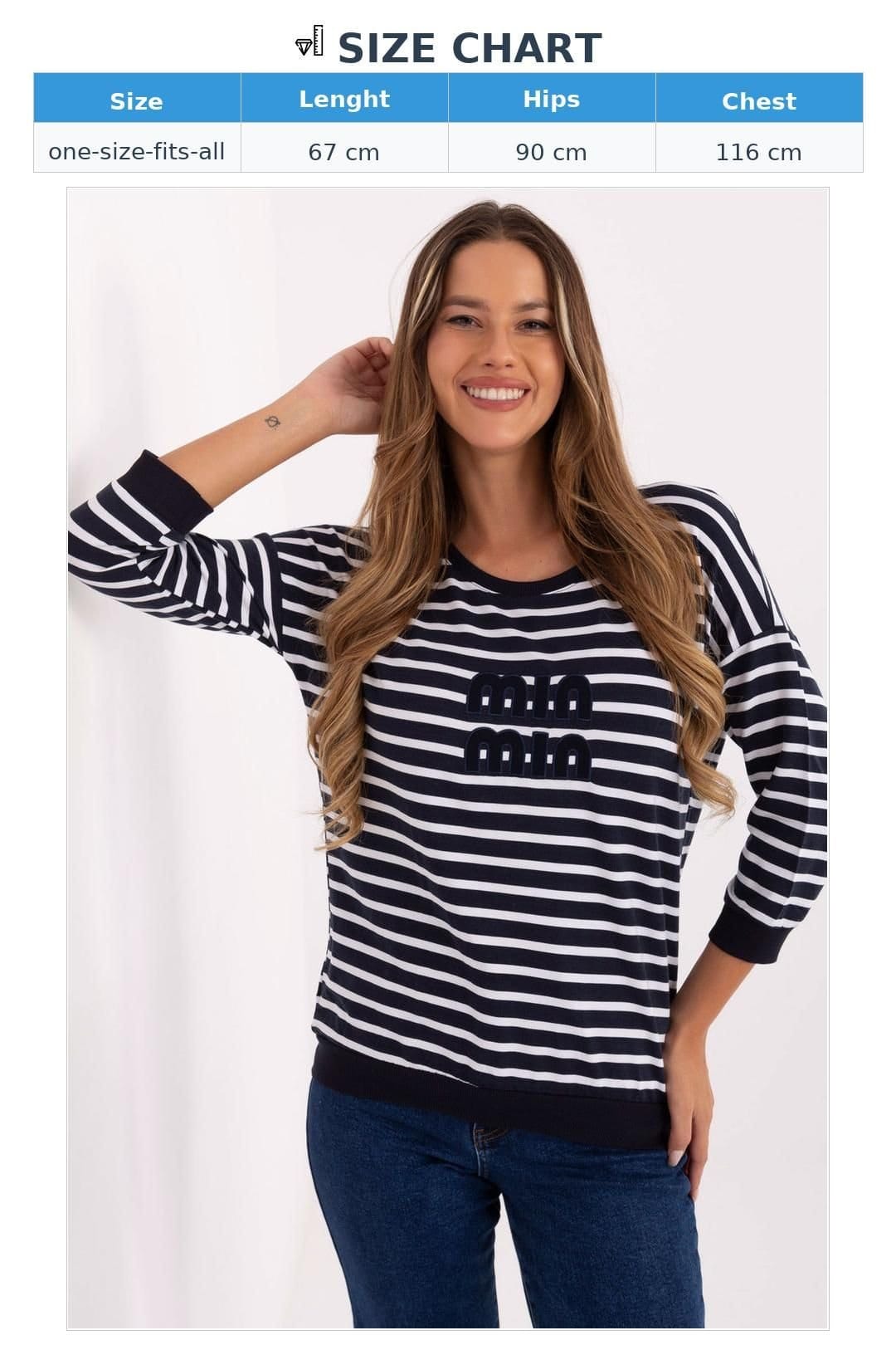 Love Lace Love Lace Women's Micromodal Round Neck Casual Blouse with Stripe in Navy - 4