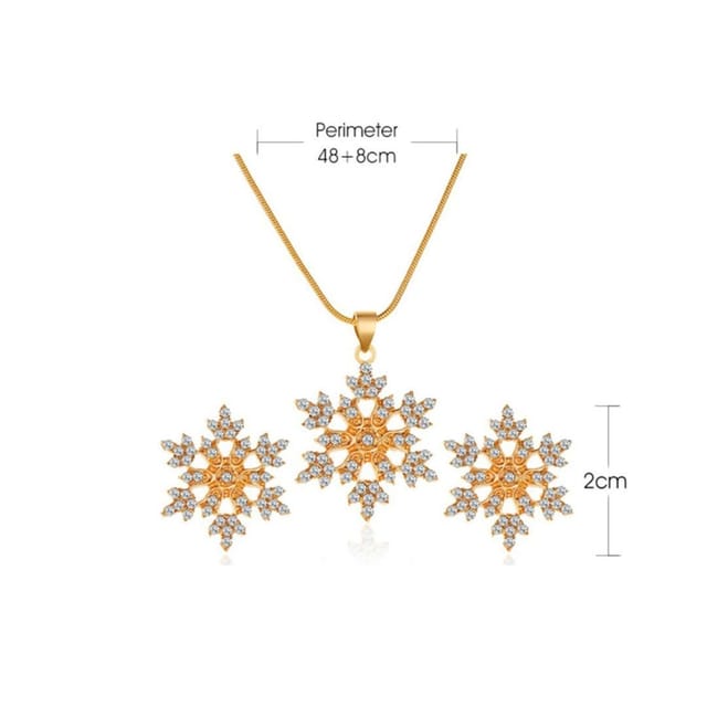 Lovii Lovii Women's Gold Snowflake Necklace & Earring Set - 3