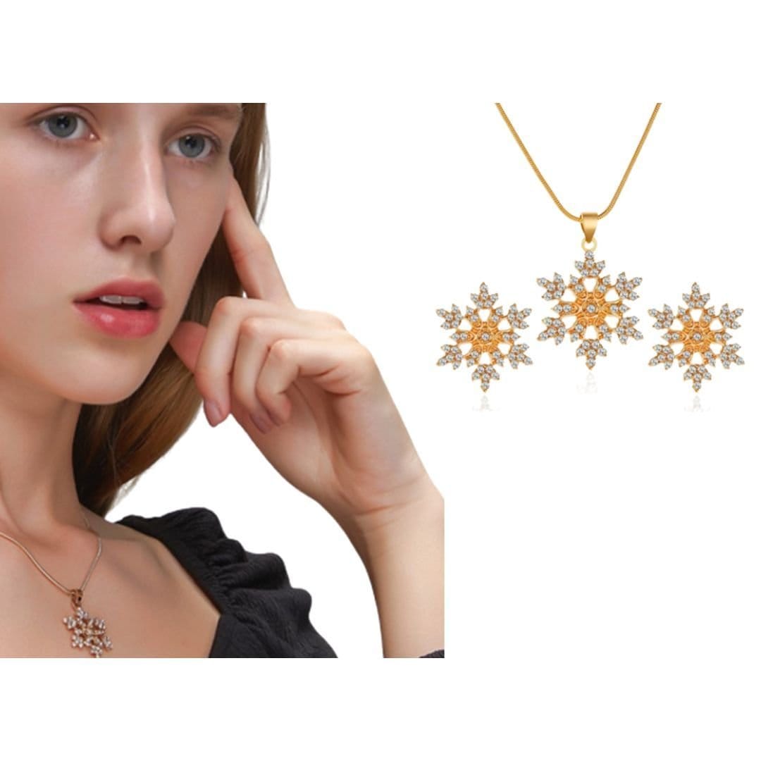 Lovii Lovii Women's Gold Snowflake Necklace & Earring Set - 4