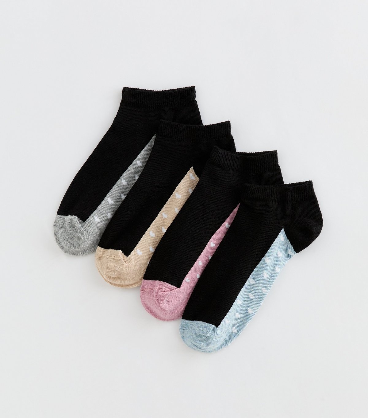 New Look Pack of 4 Black Love Heart Sole Trainer Socks New Look - 1