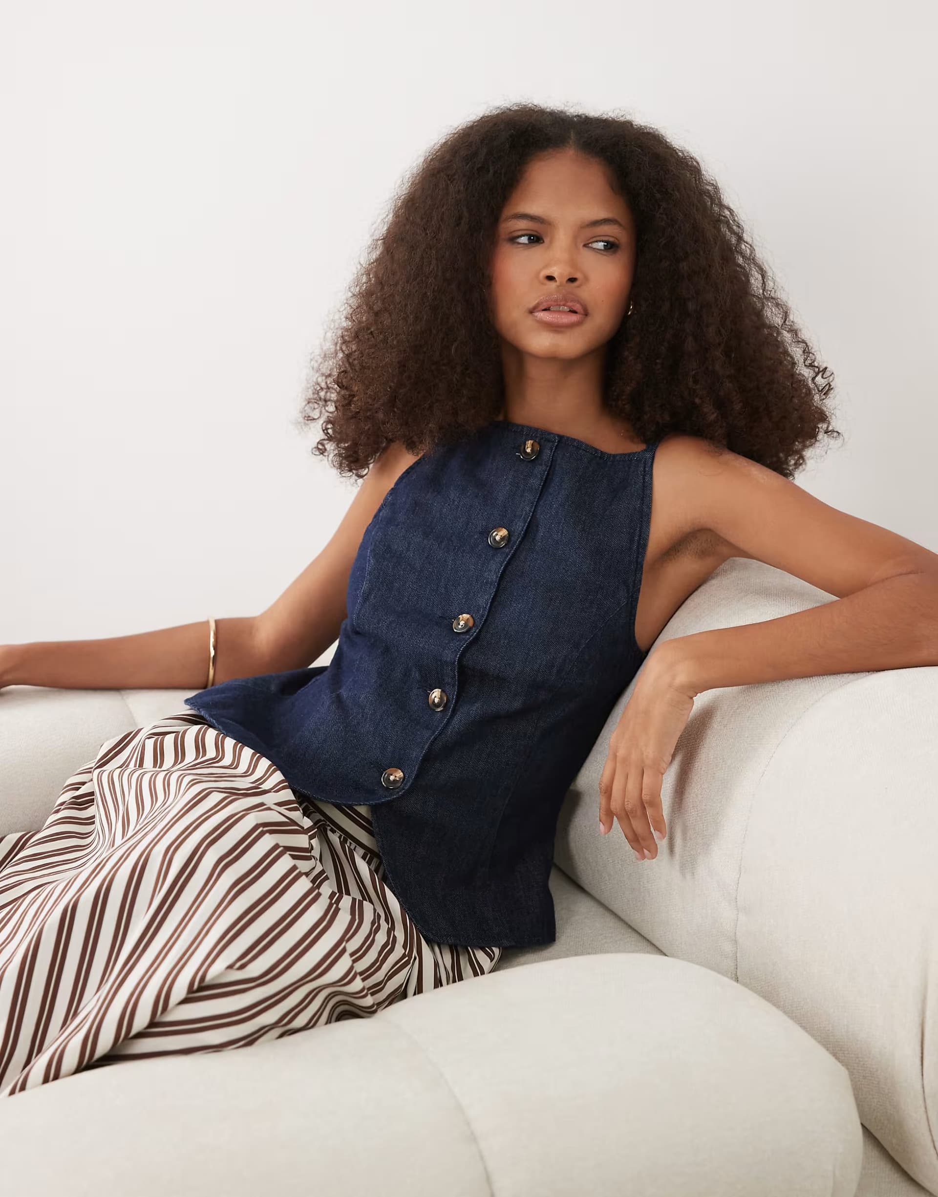 ASOS New Look square neck denim waistcoat in indigo