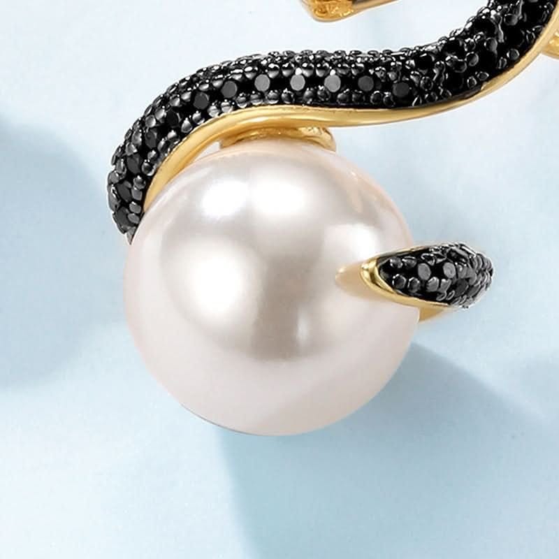 Angel Barocco Angel Barocco Women's Snake Pearl Earrings - Gothic Glamour in Gold & Silver - 4