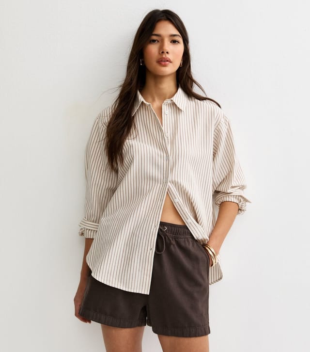 New Look Women's Dark Brown Cotton Twill Pull On Drawstring Shorts New Look - 3