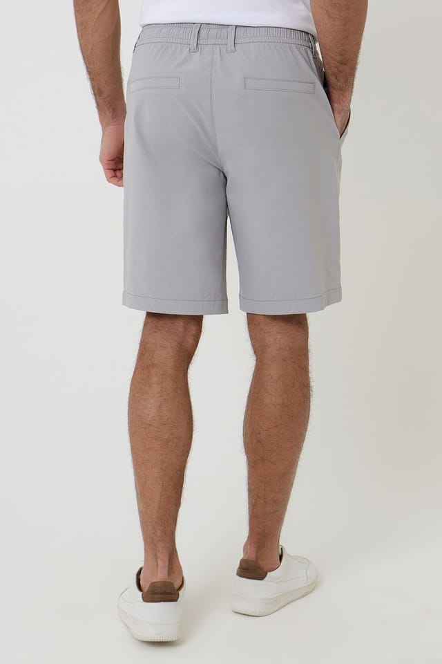 Threadbare Threadbare Men's Elasticated Waist Stretch Chino Shorts in Light Grey - 2
