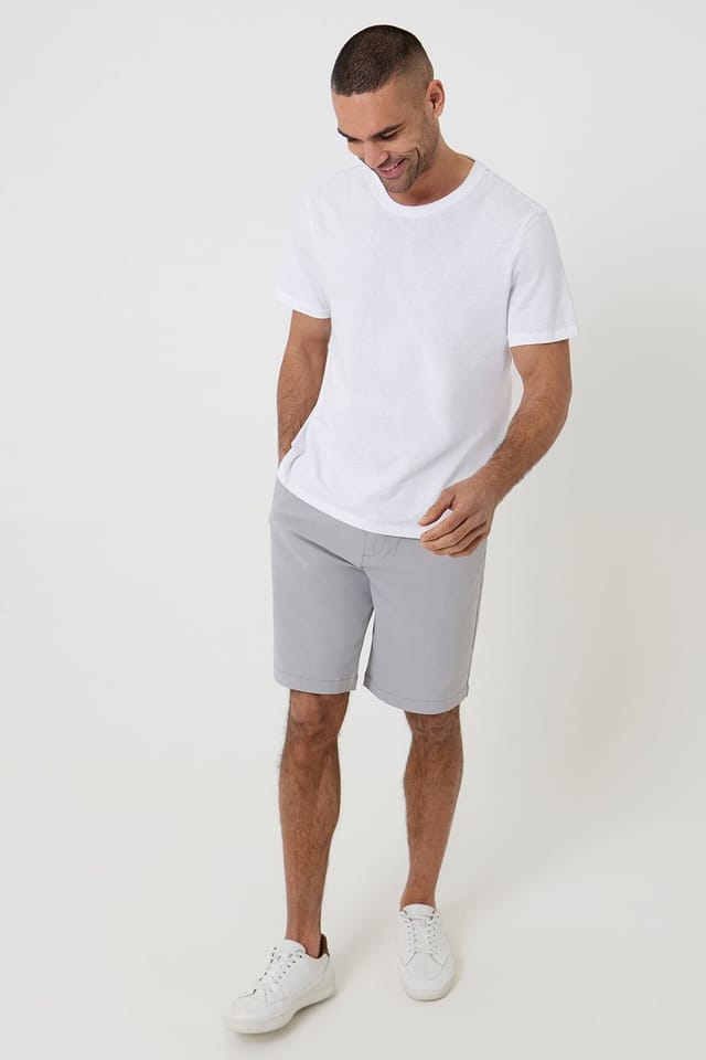 Threadbare Threadbare Men's Elasticated Waist Stretch Chino Shorts in Light Grey - 3