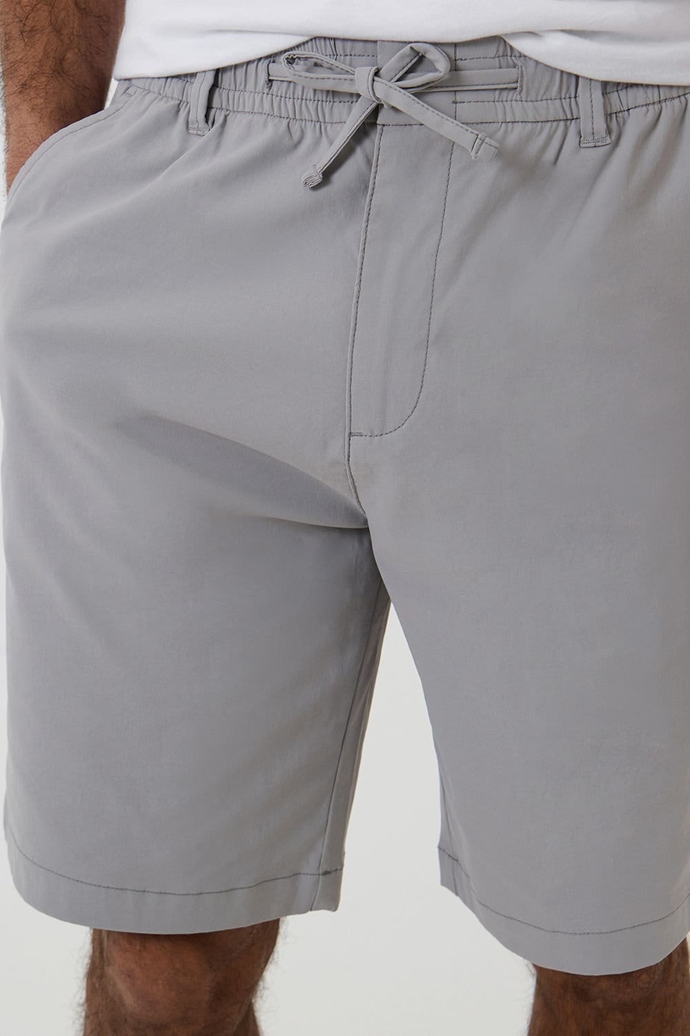 Threadbare Threadbare Men's Elasticated Waist Stretch Chino Shorts in Light Grey - 4