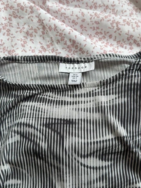 Topshop white and black long sleeve top