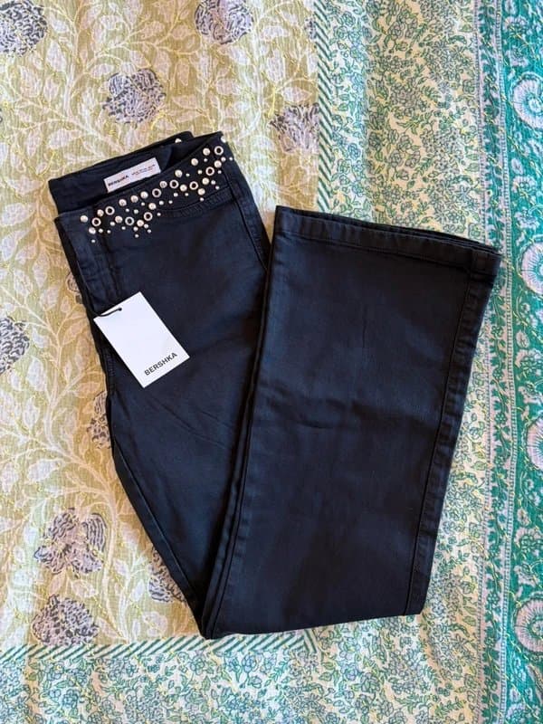 Bershka Bershka studded embellished black jeans trousers