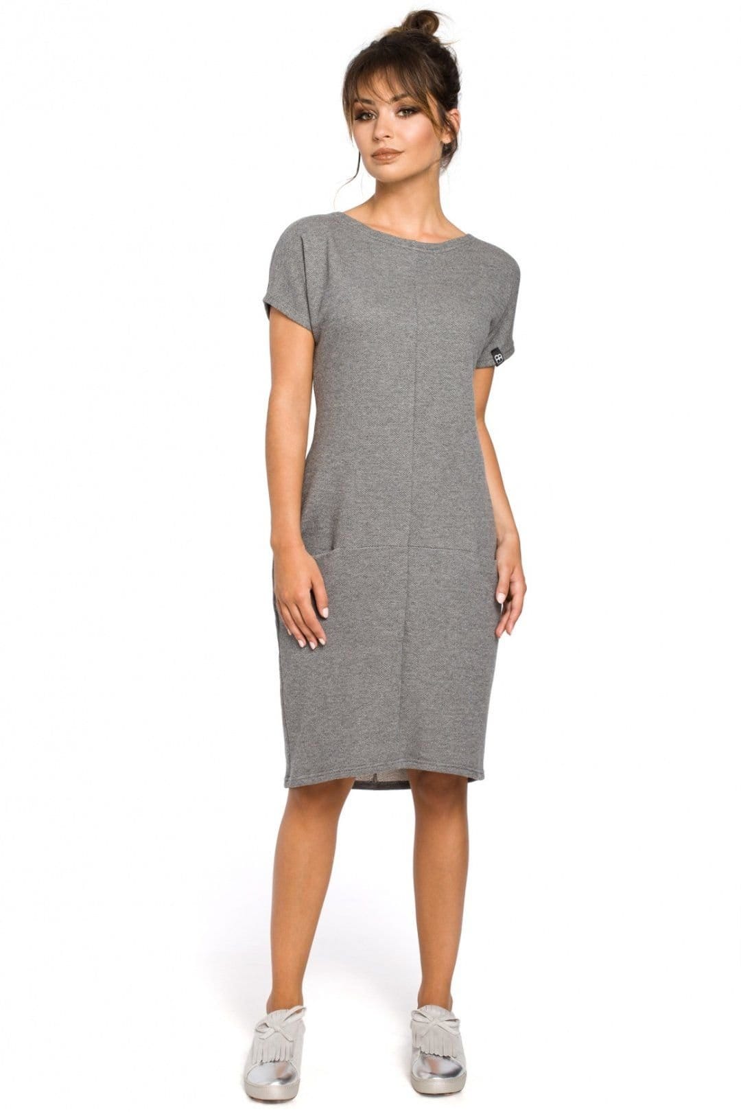 Love Lace Grey Knit Everyday Dress with Seam Pockets