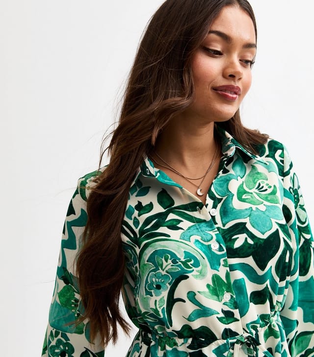New Look Women's Petite Green Paisley Print Mini Shirt Dress New Look - 2