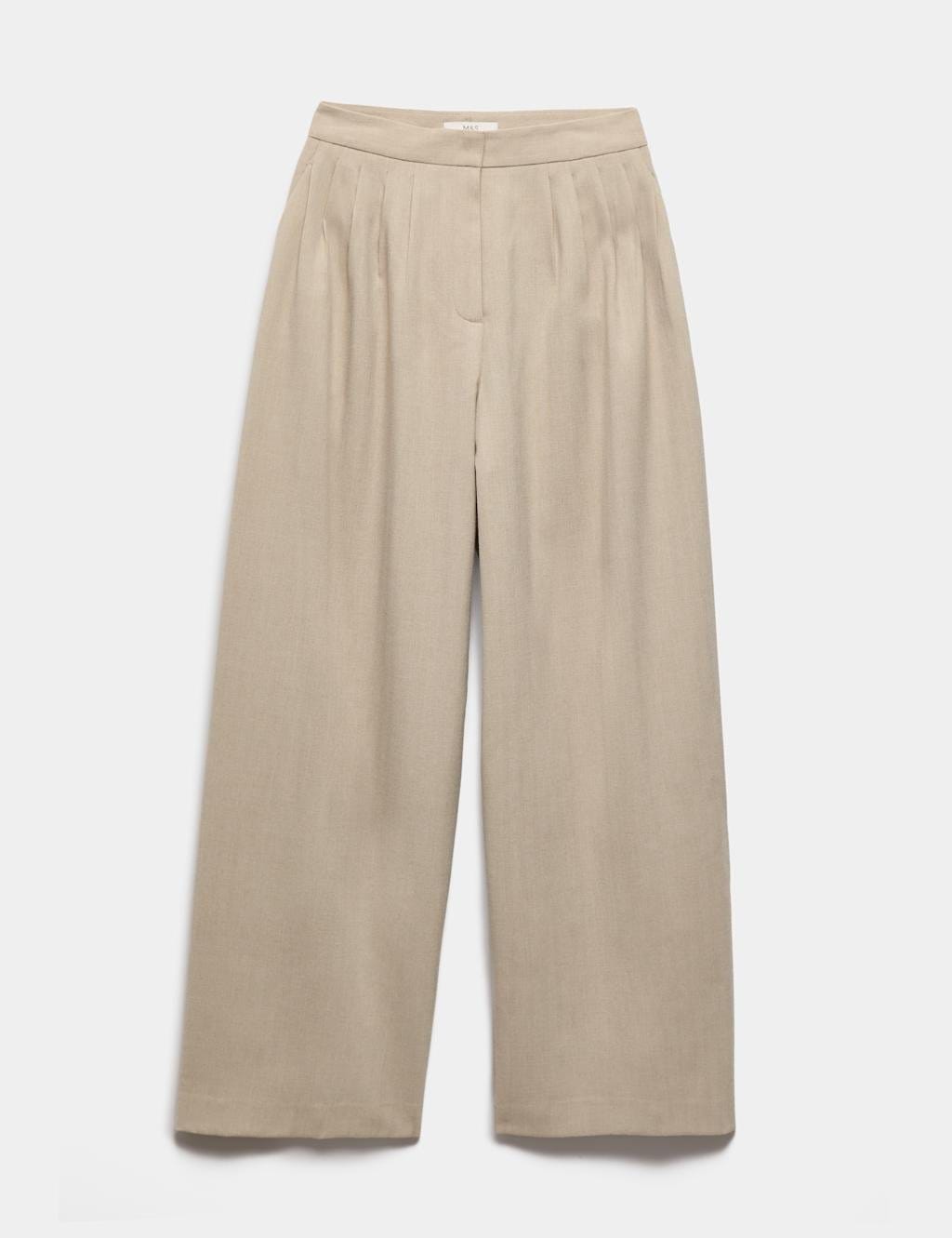 Marks & Spencer M&S Multi Pleat Wide Leg Trousers Multi/Neutral - 1