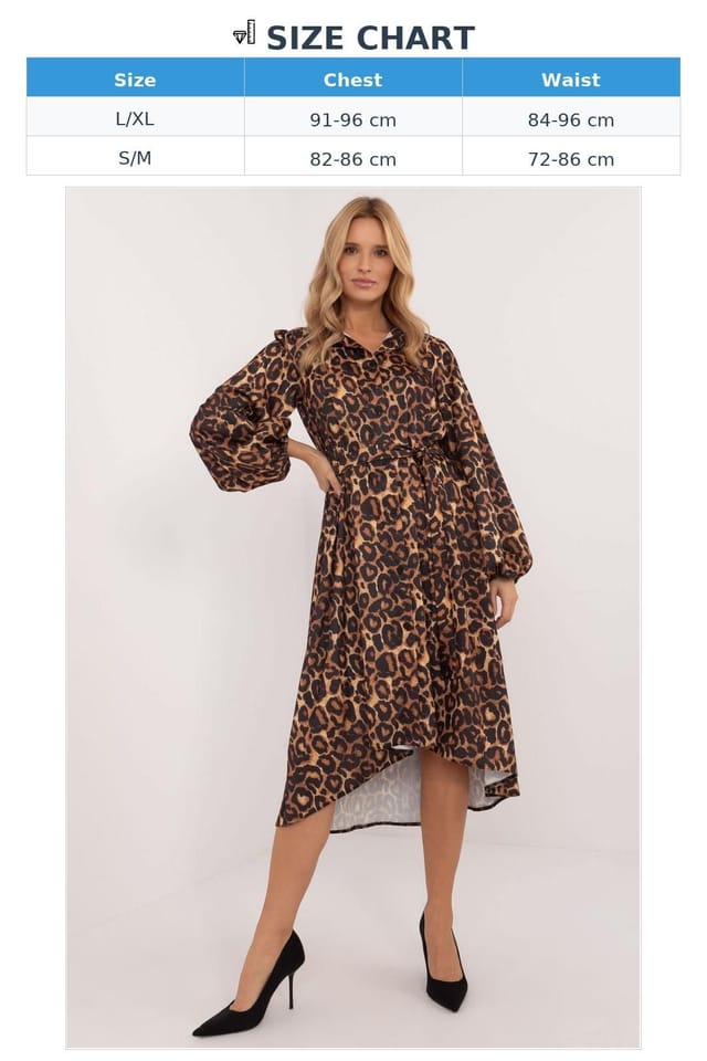 Love Lace Love Lace Women's Midi Shirt Dress with Animal Print Belt in Brown - 3