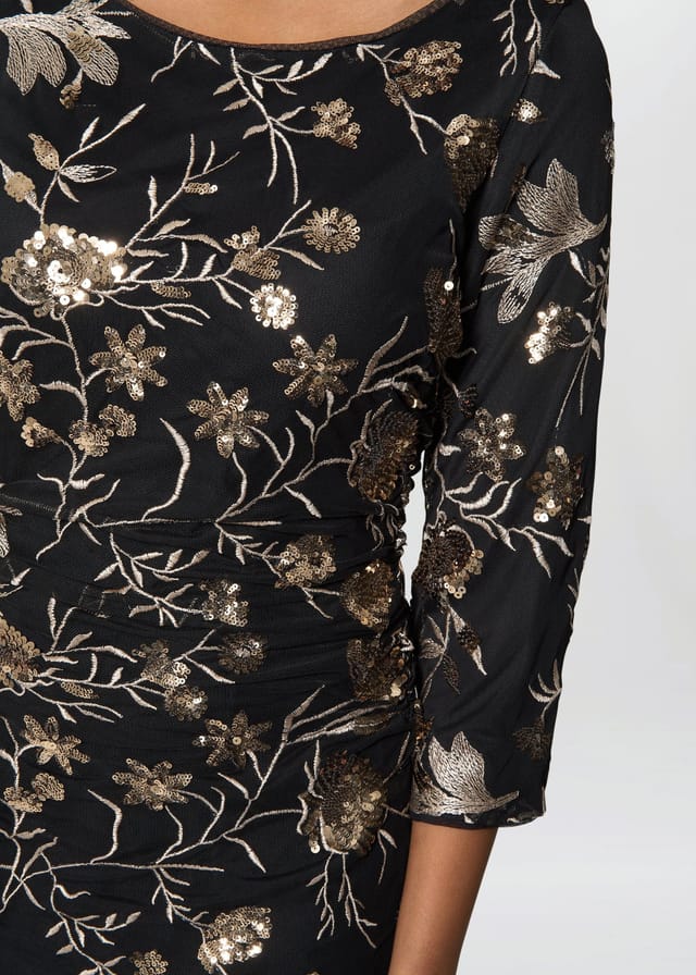 Gina Bacconi Gina Bacconi Women's Sue Sequin Embroidered Dress in Black - 3