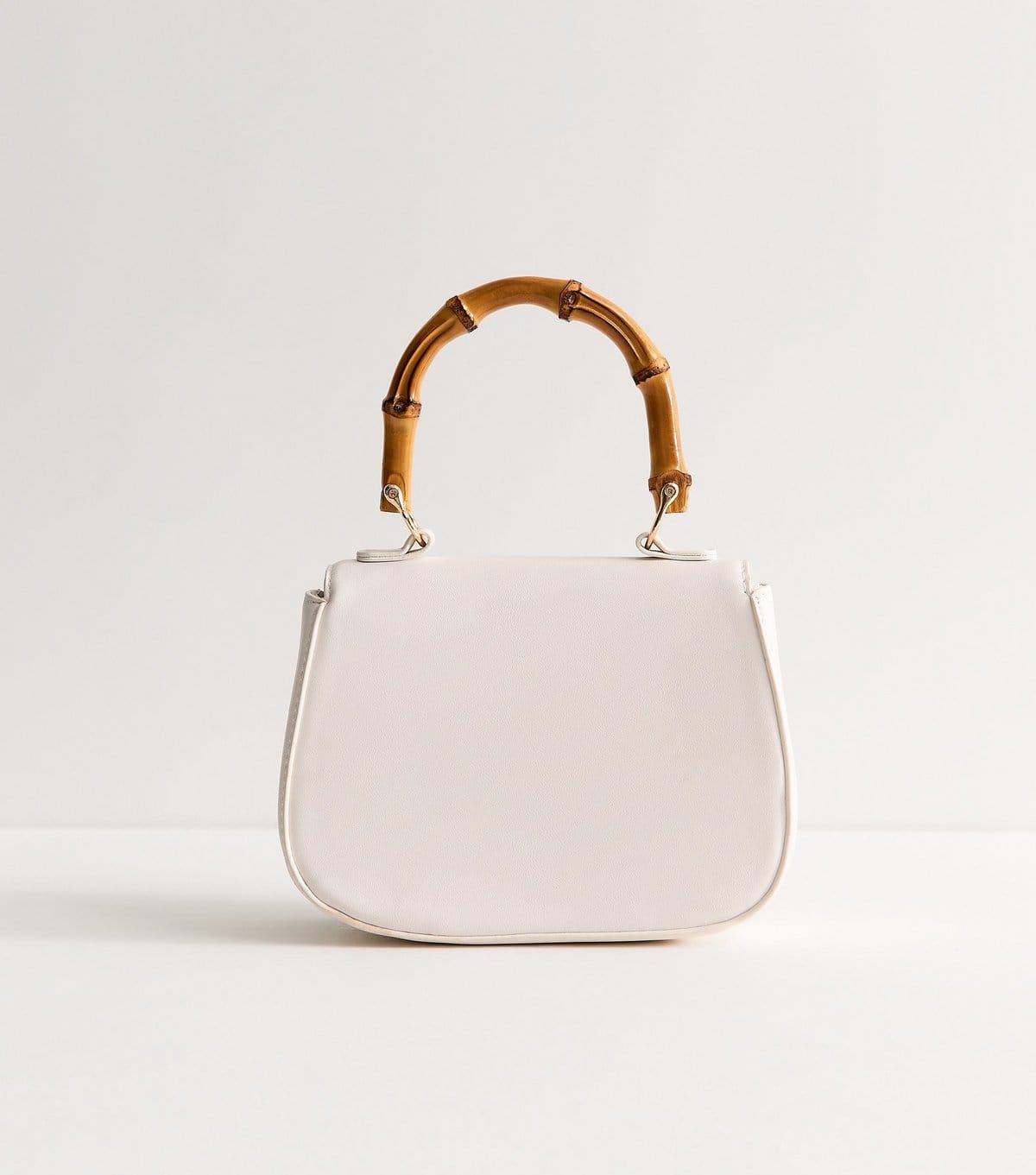 New Look Cream Faux Leather Bamboo Top Handle Saddle Bag Vegan New Look - 4