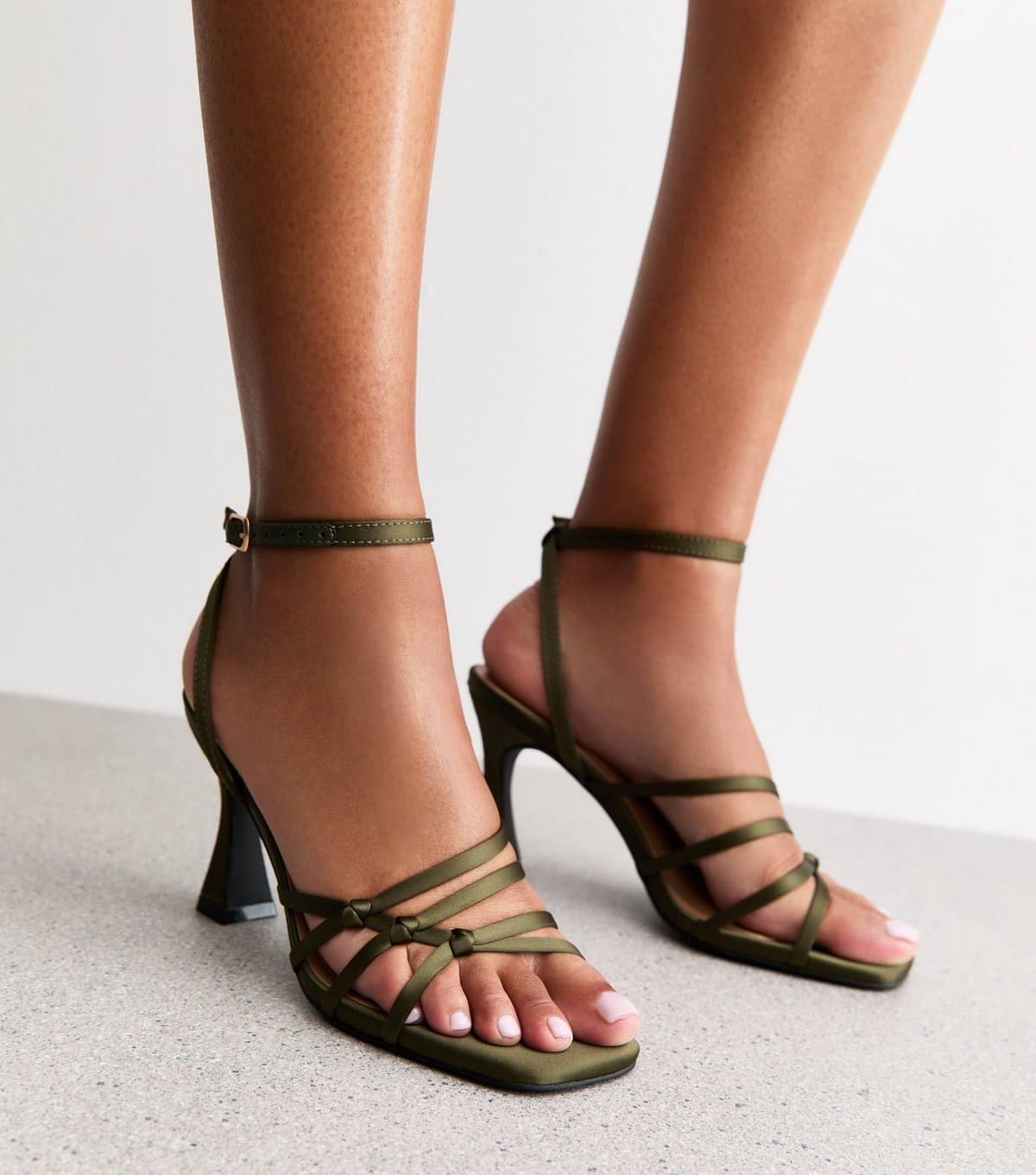 New Look New Look Dark Green Satin Macrame Sandals
