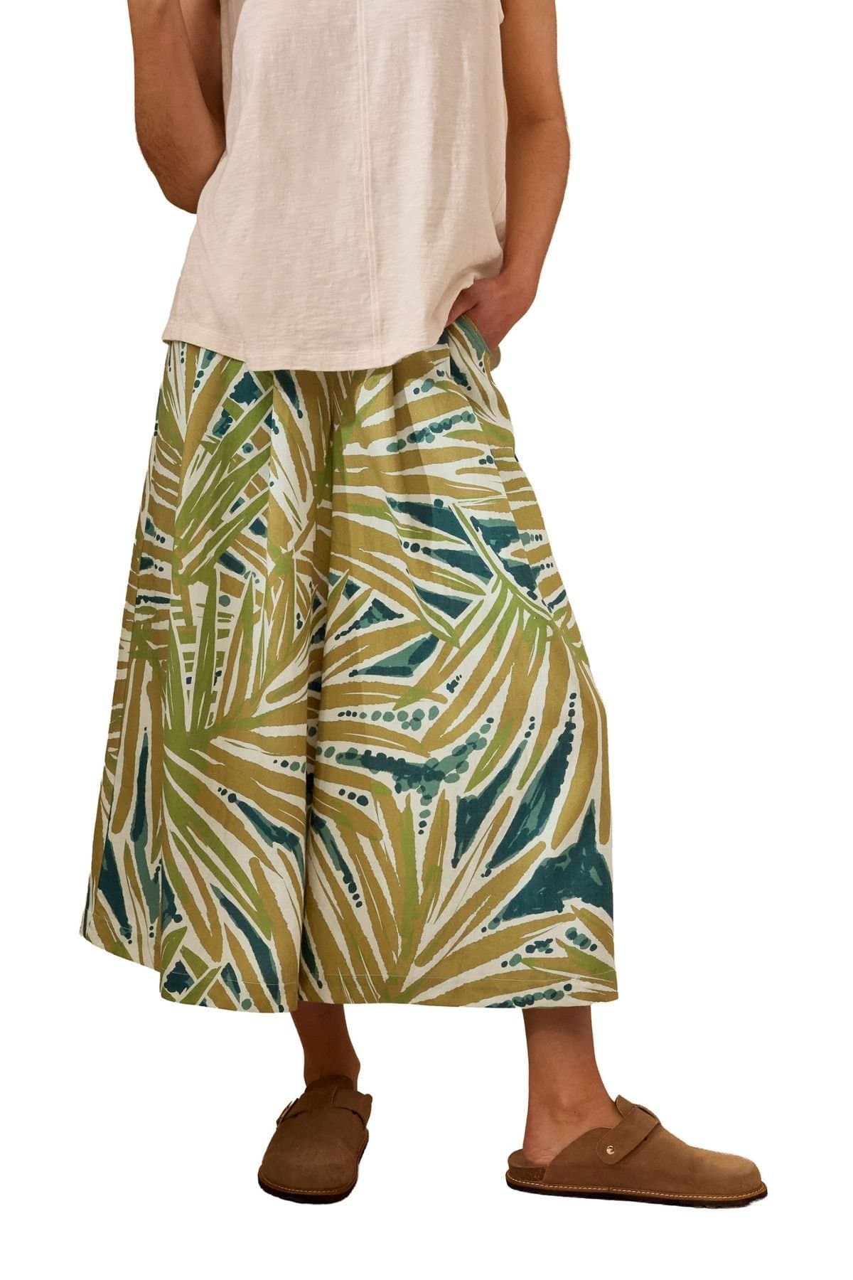 Celtic & Co Celtic & Co Women's Printed Midi Wide Leg Culottes in Khaki