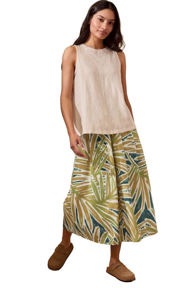 Celtic & Co Celtic & Co Women's Printed Midi Wide Leg Culottes in Khaki - 3
