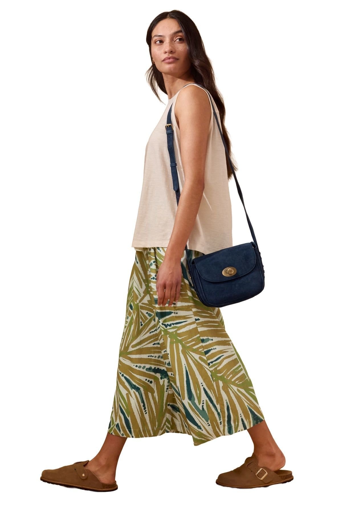 Celtic & Co Celtic & Co Women's Printed Midi Wide Leg Culottes in Khaki - 4