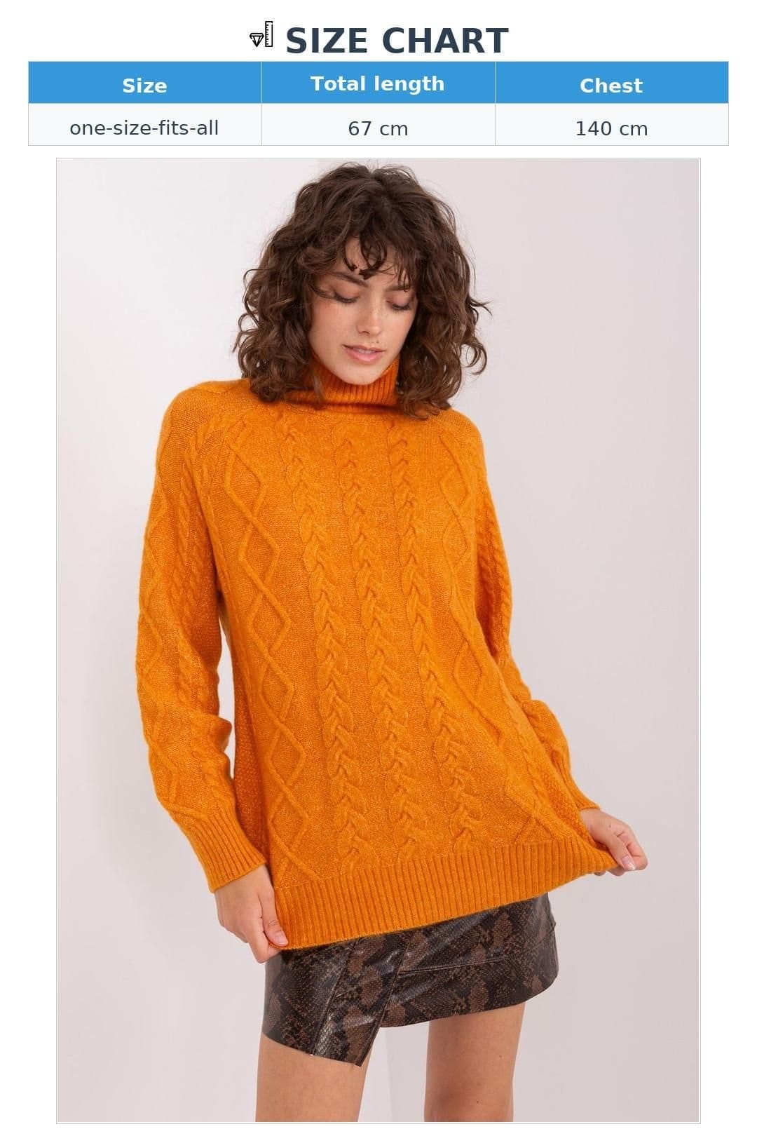 Love Lace Love Lace Women's Plaid Turtleneck Acrylic Sweater Long Sleeve in Orange - 4