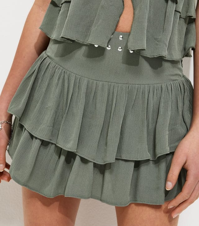 New Look Girls' Khaki Studded Rara Skort New Look - 3