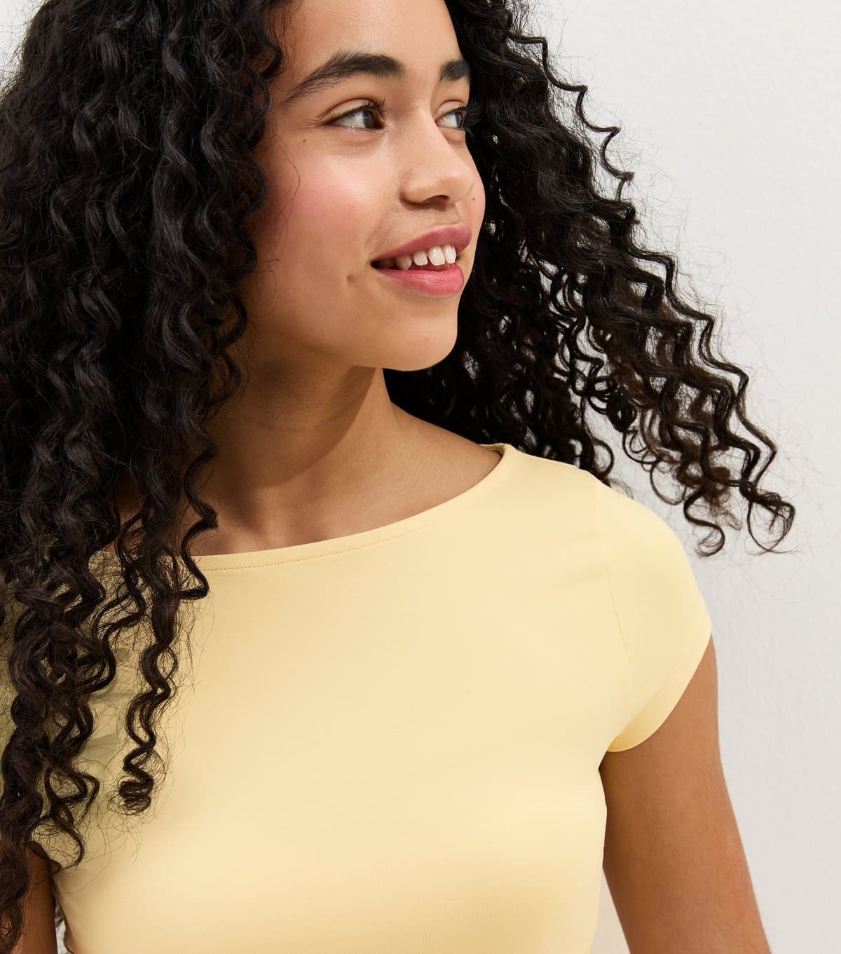 New Look Girls' Light Yellow Slash Neck Slinky T-Shirt New Look