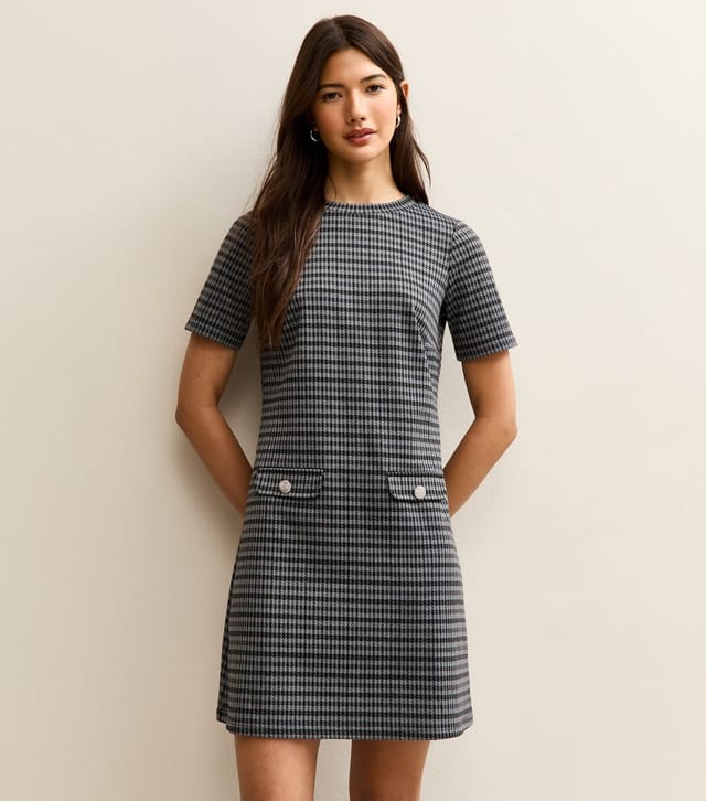 New Look Women's Blue Check Jacquard  Mini Dress New Look - 2