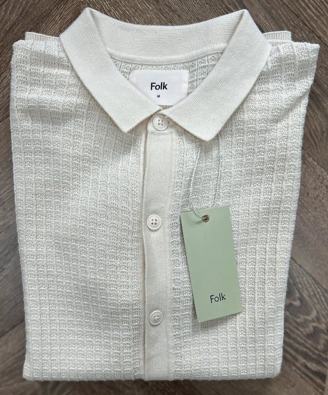 Folk Ecru Folk Beech tipped s/s shirt BNWT M
