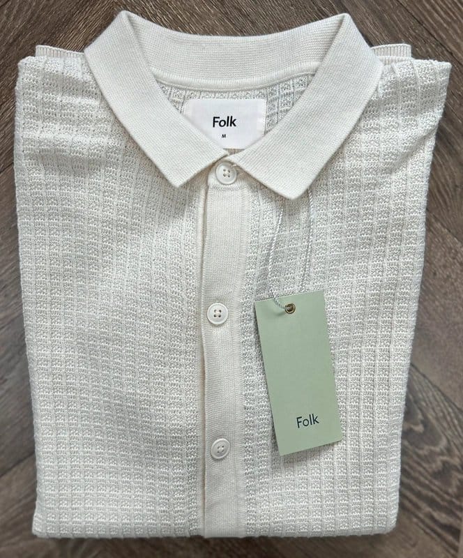 Folk Cream Knit Shirt with Black-Tipped Sleeves M