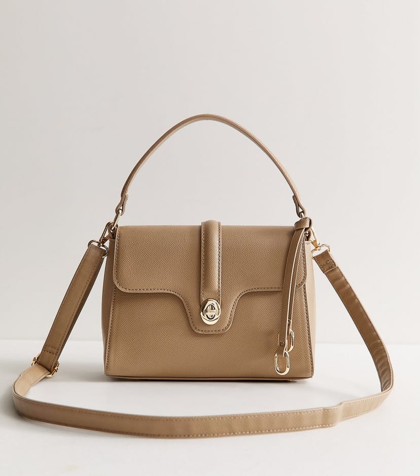 New Look Mink Top Handle Front Clasp Crossbody Bag Vegan New Look - 1