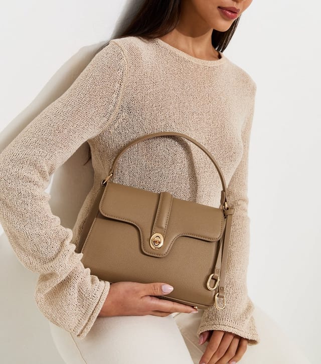 New Look Mink Top Handle Front Clasp Crossbody Bag Vegan New Look - 2