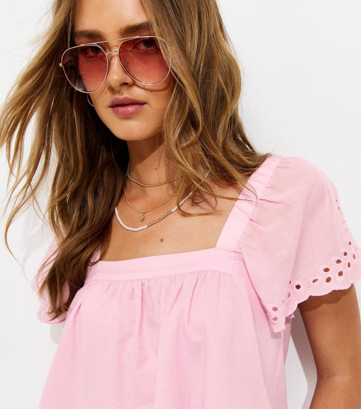 New Look New Look Orange Lens Metal Aviator Sunglasses