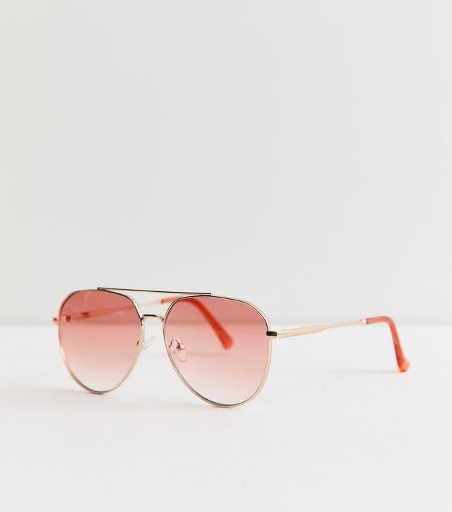 New Look Orange Lens Metal Aviator Sunglasses New Look - 2