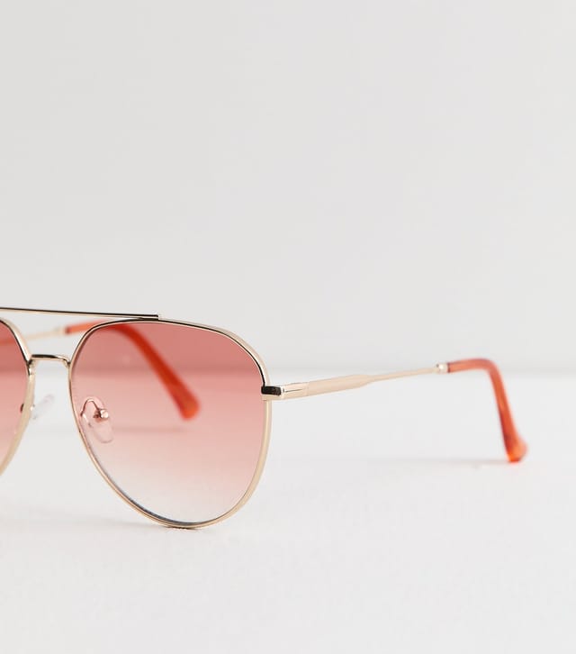 New Look Orange Lens Metal Aviator Sunglasses New Look - 3