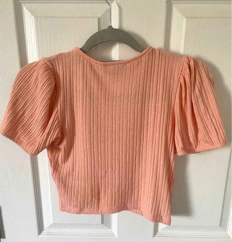 Bershka Bershka Peach Daisy Cropped T-Shirt