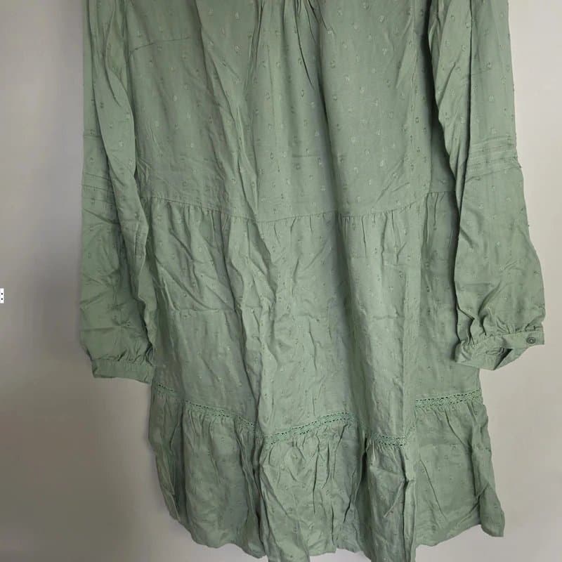 Anise Anise Mint Broderie Midi Long Sleeved Dress Size 18