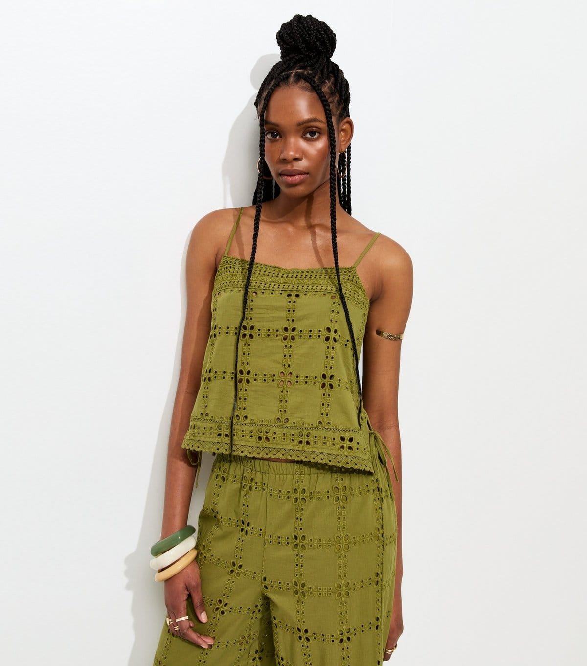 New Look Women's Green Cutwork Cami Top New Look - 4