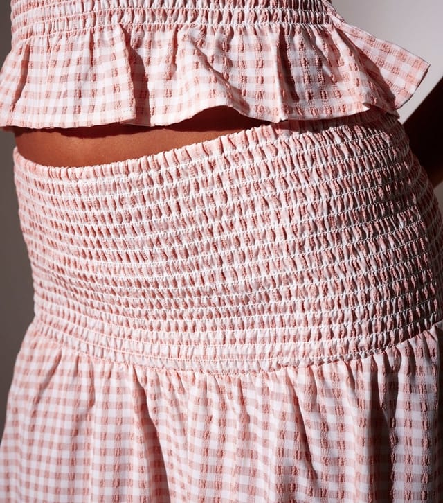 South Beach Women's Light Coral Gingham Shirred Maxi Skirt South Beach New Look - 3