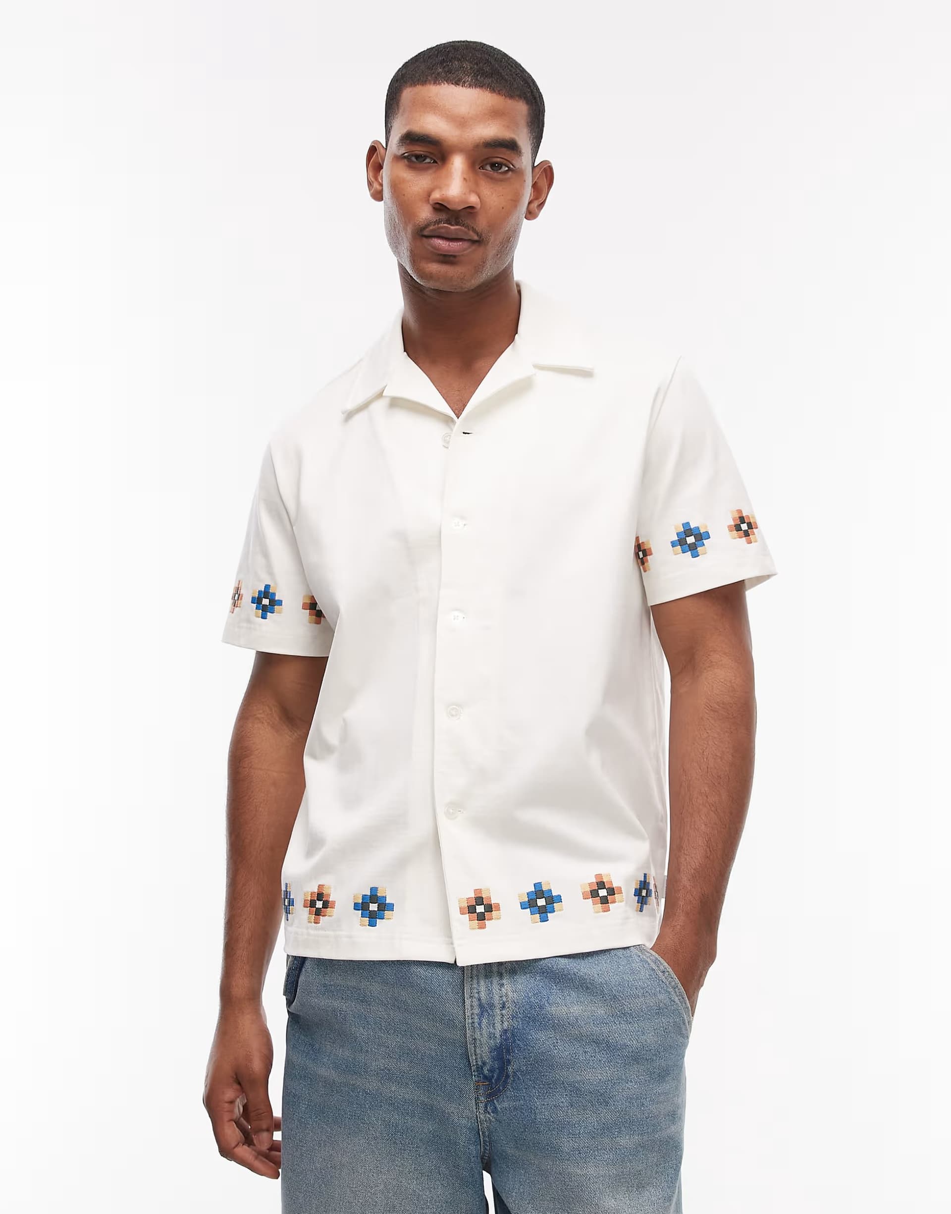ASOS PS Paul Smith short sleeve casual fit shirt with embroidery in white