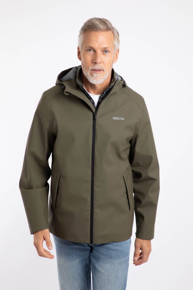 Weird Fish Weird Fish Men's Woods Waterproof Rain Jacket in Pale Green - 3