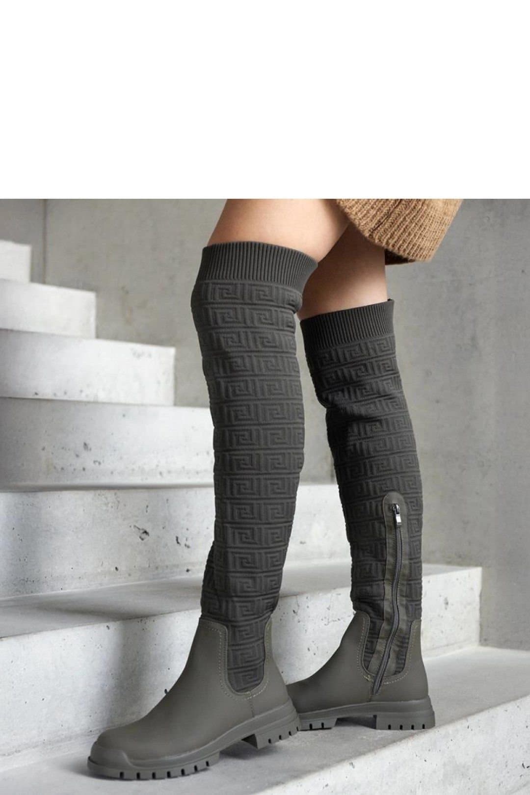 Love Lace Love Lace Women's Thigh High Matte Finish Fabric Boots with Almond Toe Lined in Green