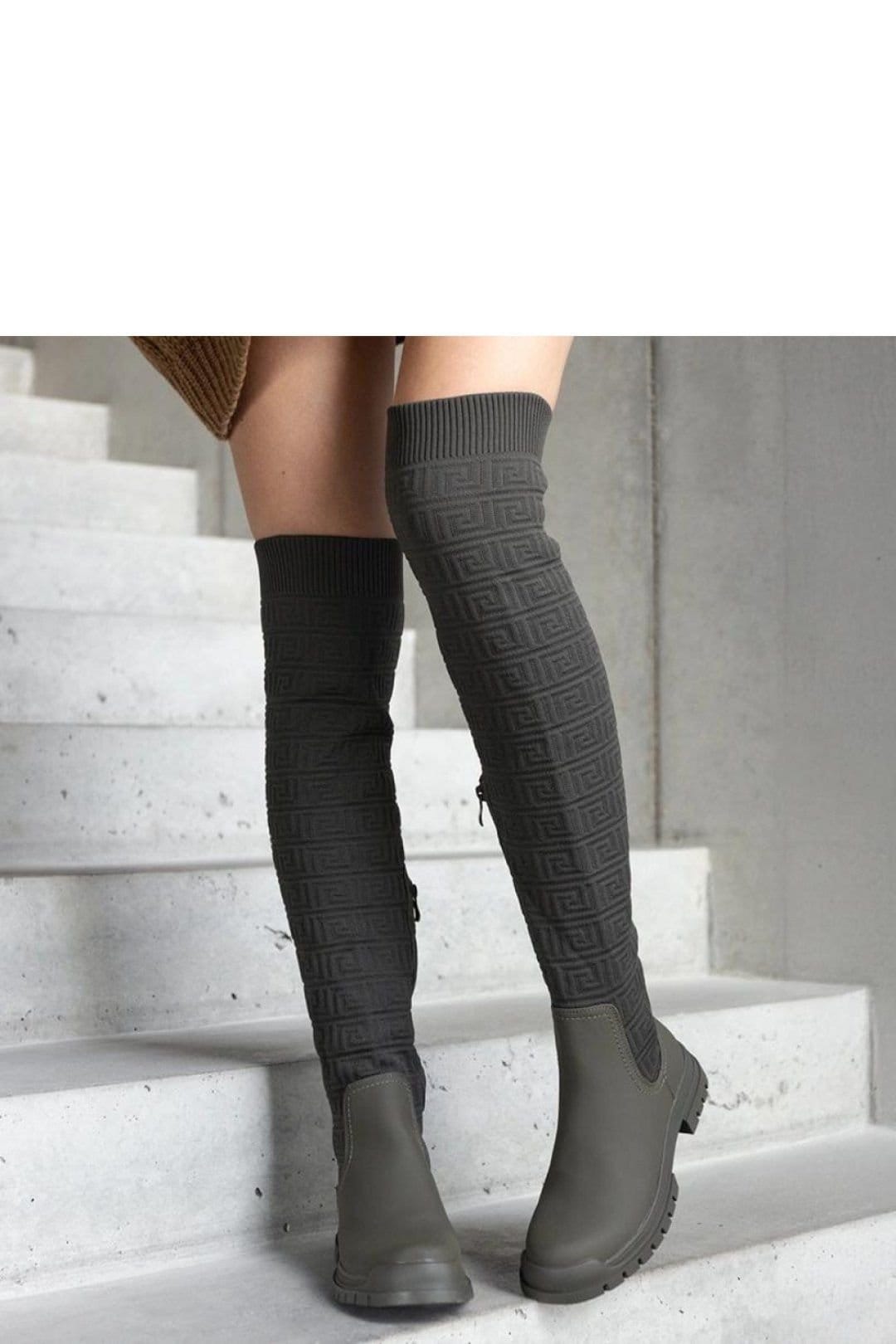 Love Lace Love Lace Women's Thigh High Matte Finish Fabric Boots with Almond Toe Lined in Green - 4