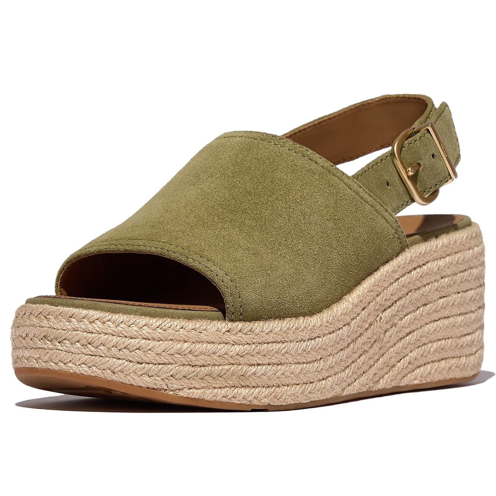 FitFlop FitFlop Women's Green Suede Wedge Sandals