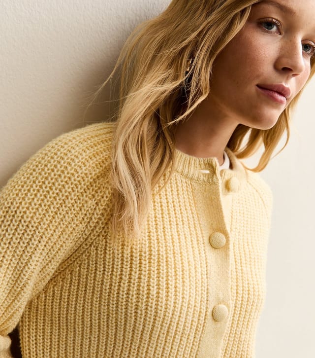 New Look Women's Yellow Ribbed Knit Raglan Sleeve Cardigan New Look - 3
