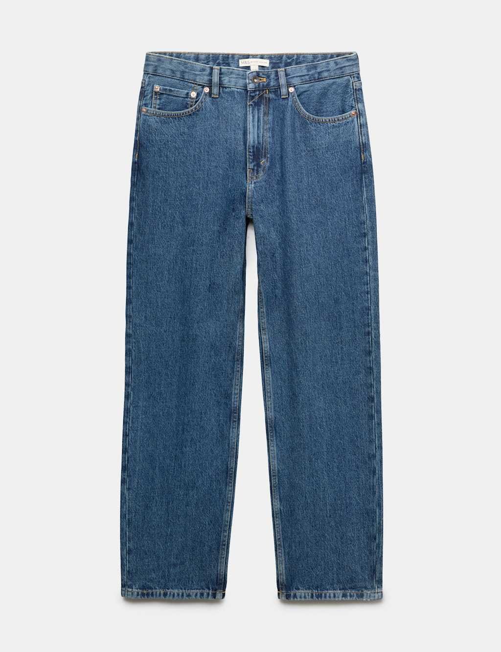 Marks & Spencer M&S Authentic Relaxed Fit Straight Leg Rigid Jeans Medium Blue - 1