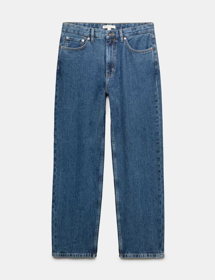 Marks & Spencer M&S Authentic Relaxed Fit Straight Leg Rigid Jeans Medium Blue - 1