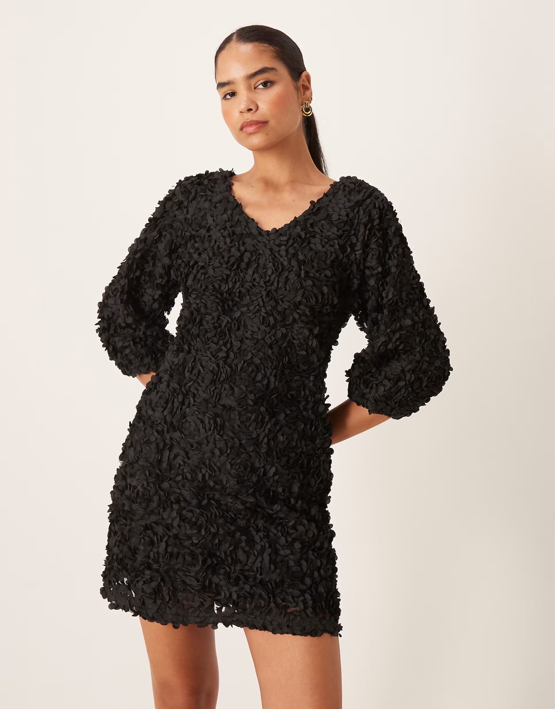 ASOS Vila 3D floral applique mini dress in black