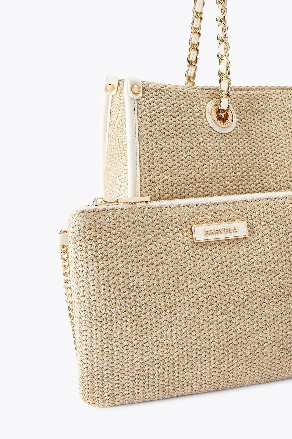 Carvela Carvela Women's 'Sorrento Midi Raffia' Bag in Beige - 4