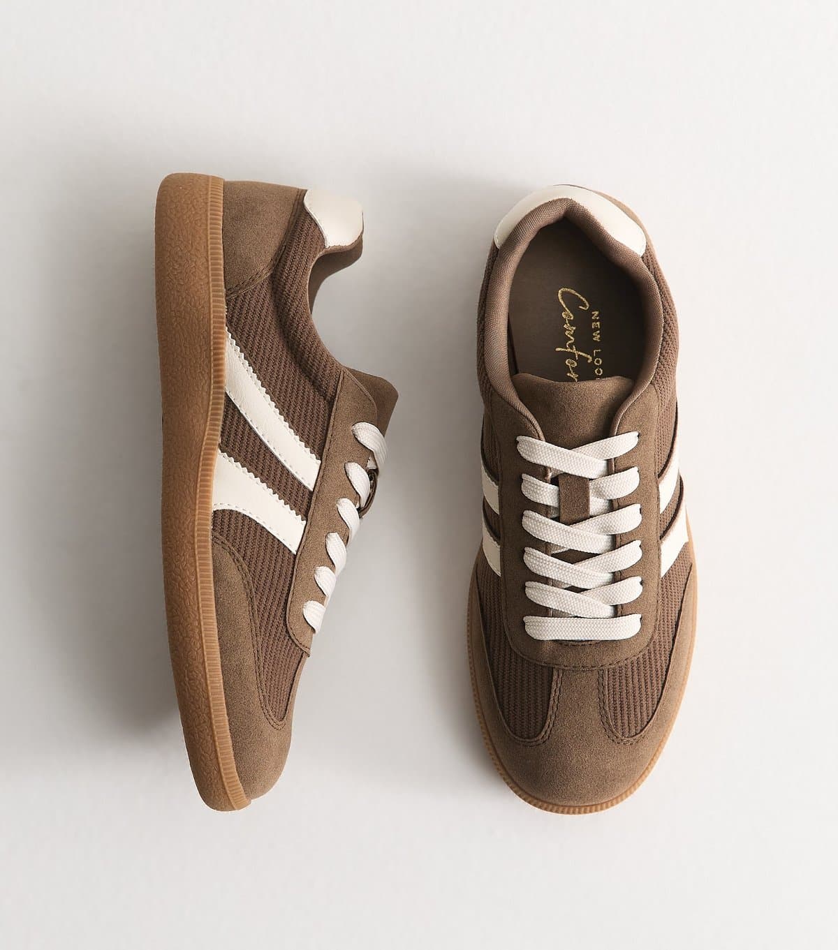 New Look New Look Light Brown Corduroy Faux Leather Lace-Up Trainers