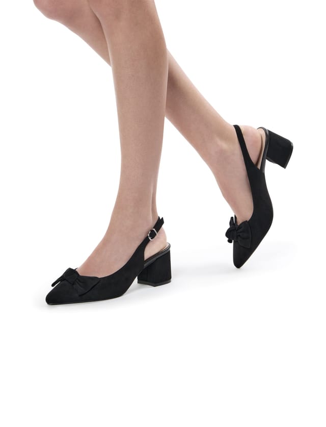 Paradox London Paradox London Women's Fallon' Wide Fit Block Heel Slingback Shoes in Black - 2