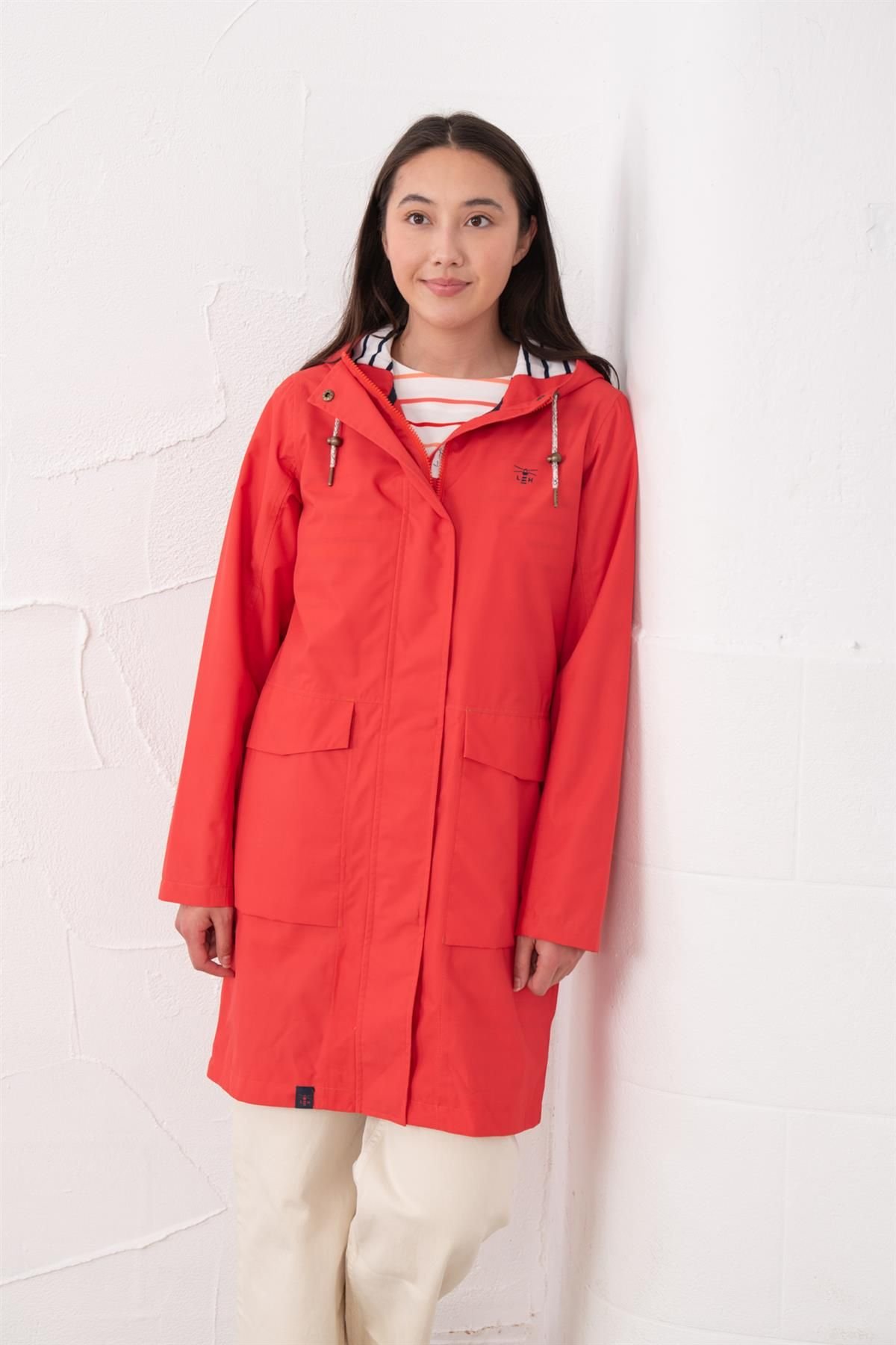 Lighthouse Clothing Lighthouse Clothing Women's Long Beachcomber Jacket Spring Summer Outdoor Coat in Red - 2